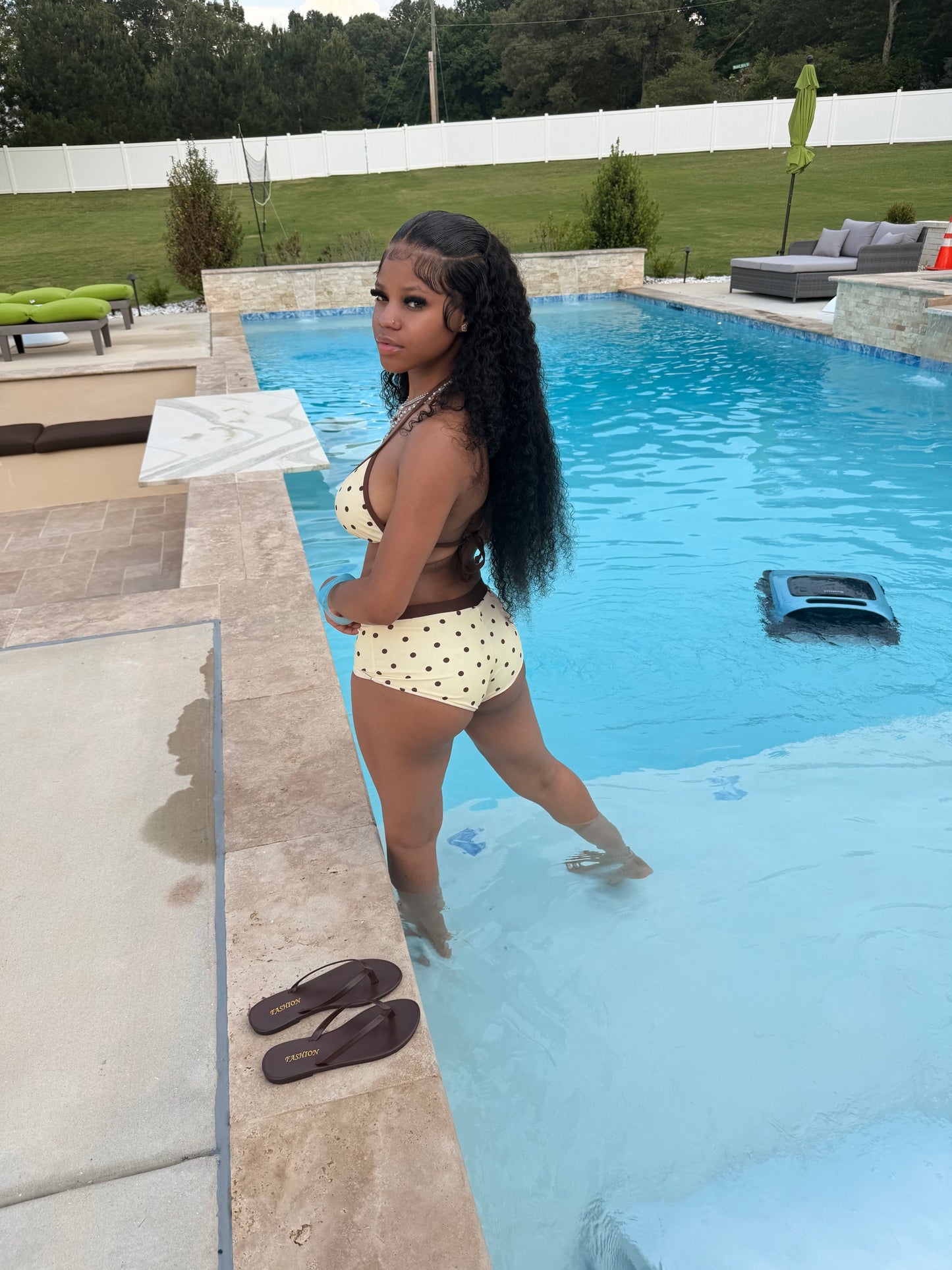 MOCHA DOT SWIMSUIT